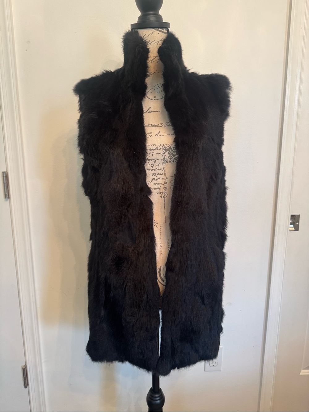 Black Fur Long Vest
